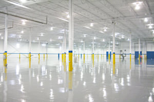 warehouse painting of ceilings and epoxy floor in Detroit