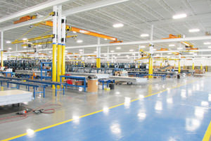 industrial painting in an Akron, Ohio factory showing finished ceilings and floor